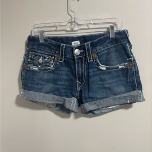 True Religion Dark Blue Jean Shorts